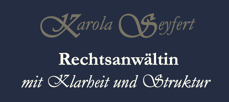 Logo mit dem Text: Karola Seyfert - Rechtsanwältin mit Klarheit und Struktur